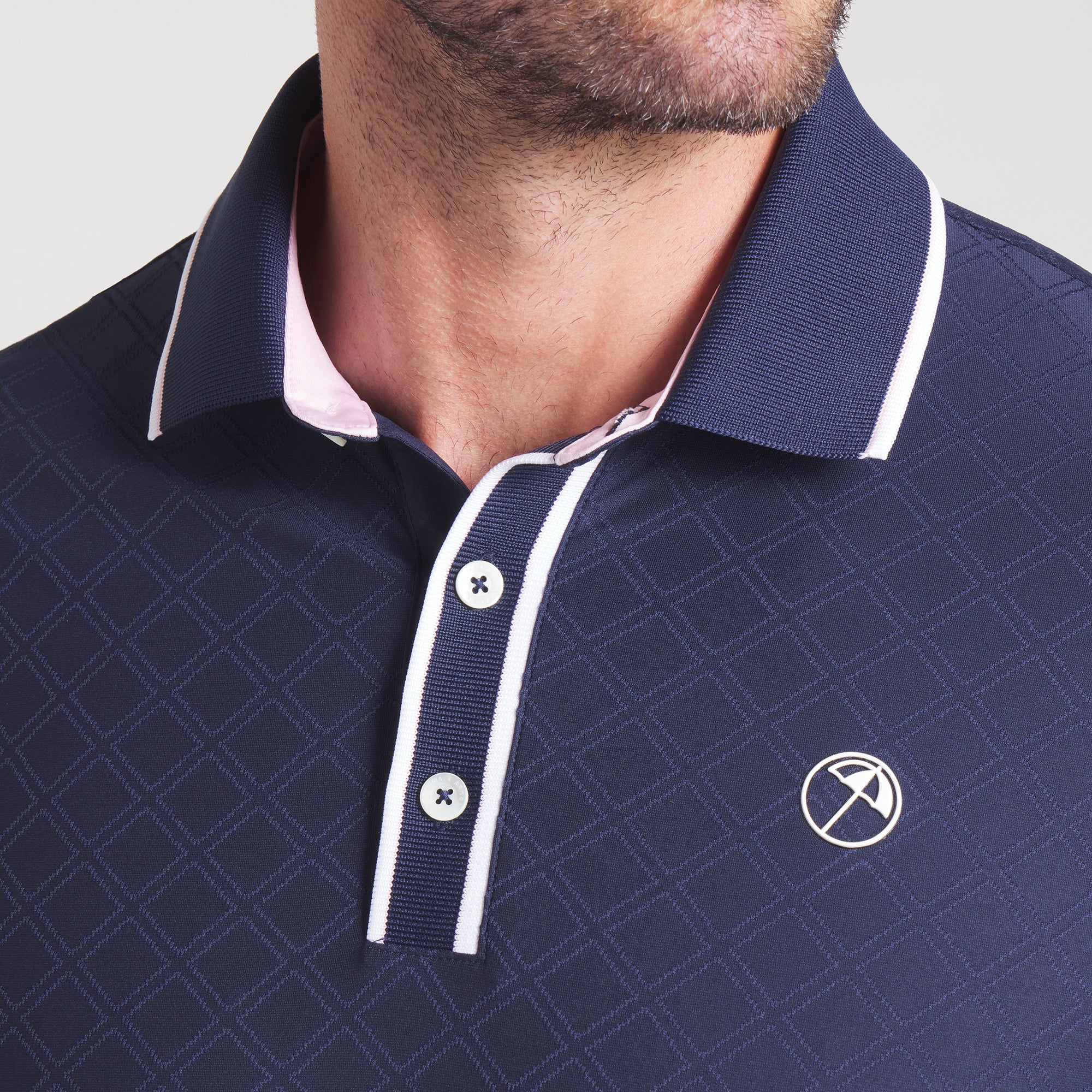 Premium AP Tipped Jacquard Golf Polo Shirt for Men - Breathable & Moisture-Wicking Performance Wear - Perfect for Golf, Business Casual & Outdoor Activities
