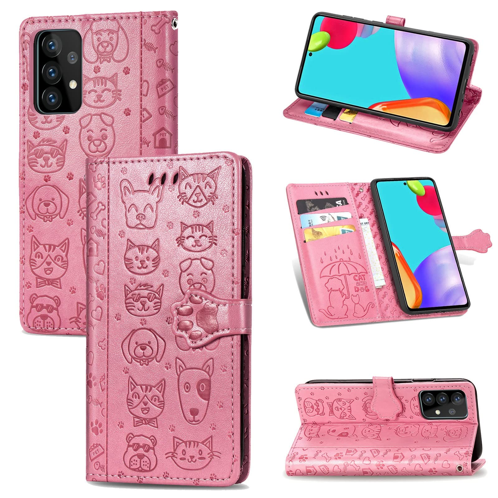 Premium Shockproof Leather Flip Phone Case for Samsung Galaxy A72 5G/4G - TPU Protective Cover with Card Slot & Kickstand | Cute Design for Daily Use, Travel & Business Meetings