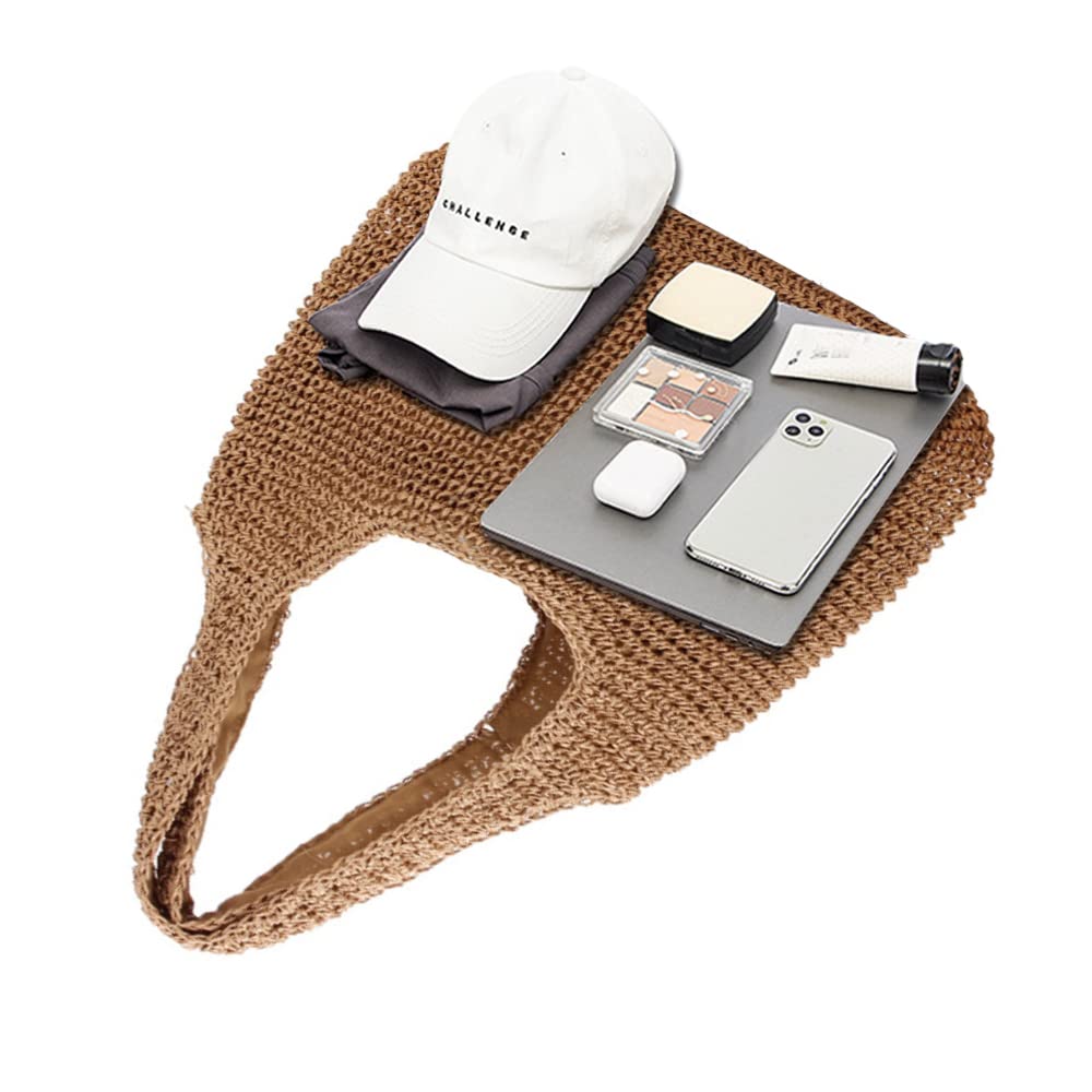 Hand-Woven Soft Large Straw Shoulder Bag - Boho Straw Handle Tote for Women - Retro Summer Beach Bag - Rattan Handbag for Vacation, Picnic, and Outdoor Activities