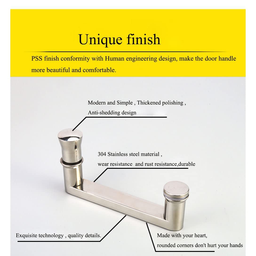 Stainless Steel 304 Shower Door Handle - 145mm Hole Spacing, Black Bathroom Glass Door Handle for Shower Enclosures & Bathroom Doors