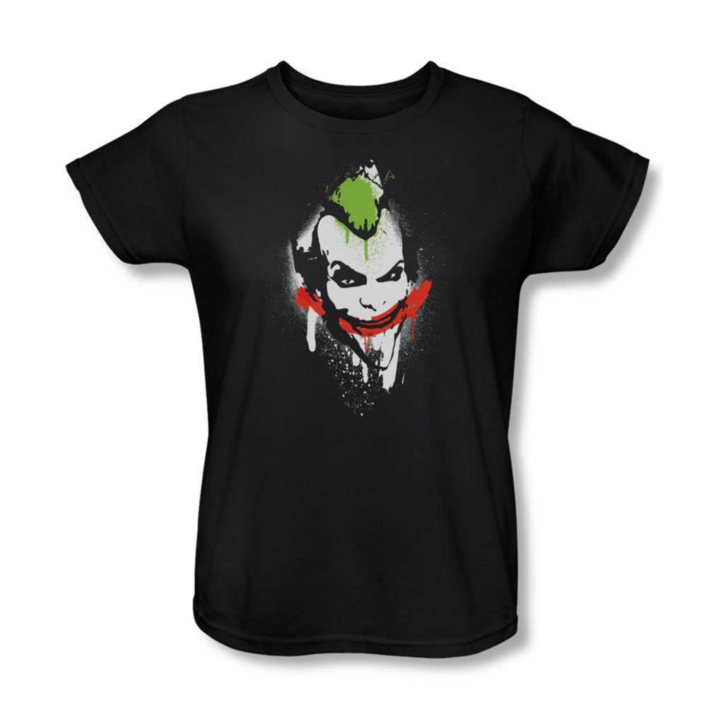 Batman Arkham City Spray Paint Smile Women's Graphic T-Shirt - Black Superhero Tee for Cosplay, Comic Con & Casual Wear