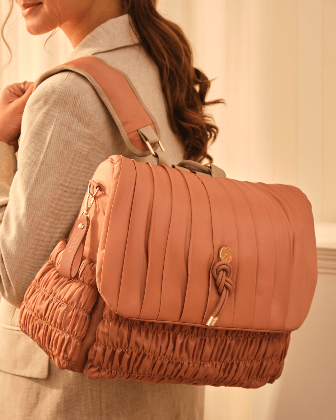 Premium Dune Diaper Bag in Dusty Rose - Stylish & Spacious Baby Essentials Organizer for Moms on the Go - Perfect for Daycare, Travel & Everyday Use