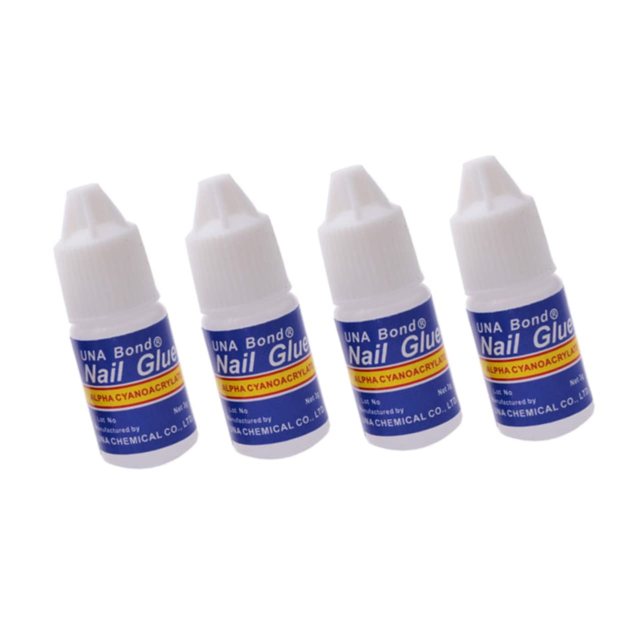 Minkissy 4pcs Nail Glue for Acrylic Nails - Strong Adhesive for Fake Nails, Press On Nails & Nail Tips - 3g Brush On Glue for Nail Art & Accessories - Perfect for Salon, Home Manicure & DIY Nail Extensions