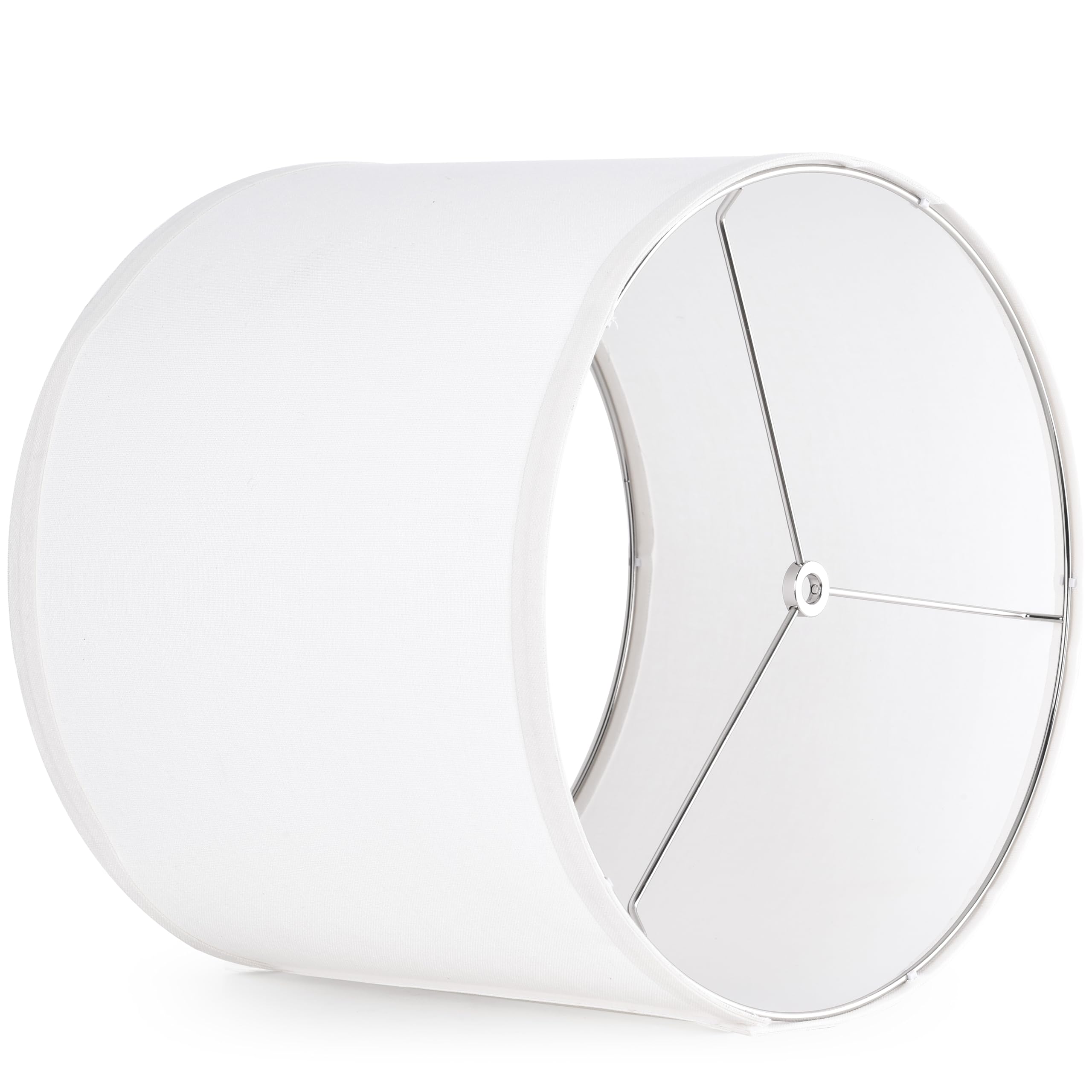 Set of 2 Pure White Linen Drum Lamp Shades - 13