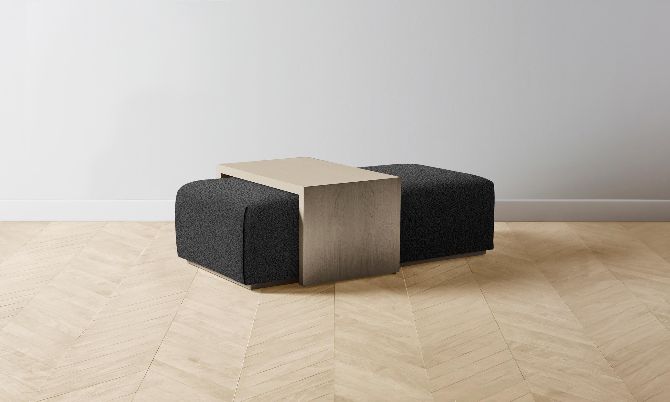 The Bowery Ottoman - Italian Bouclé Storm Fabric Upholstered Footstool for Living Room, Bedroom & Lounge - Perfect for Relaxing, Extra Seating & Home Decor