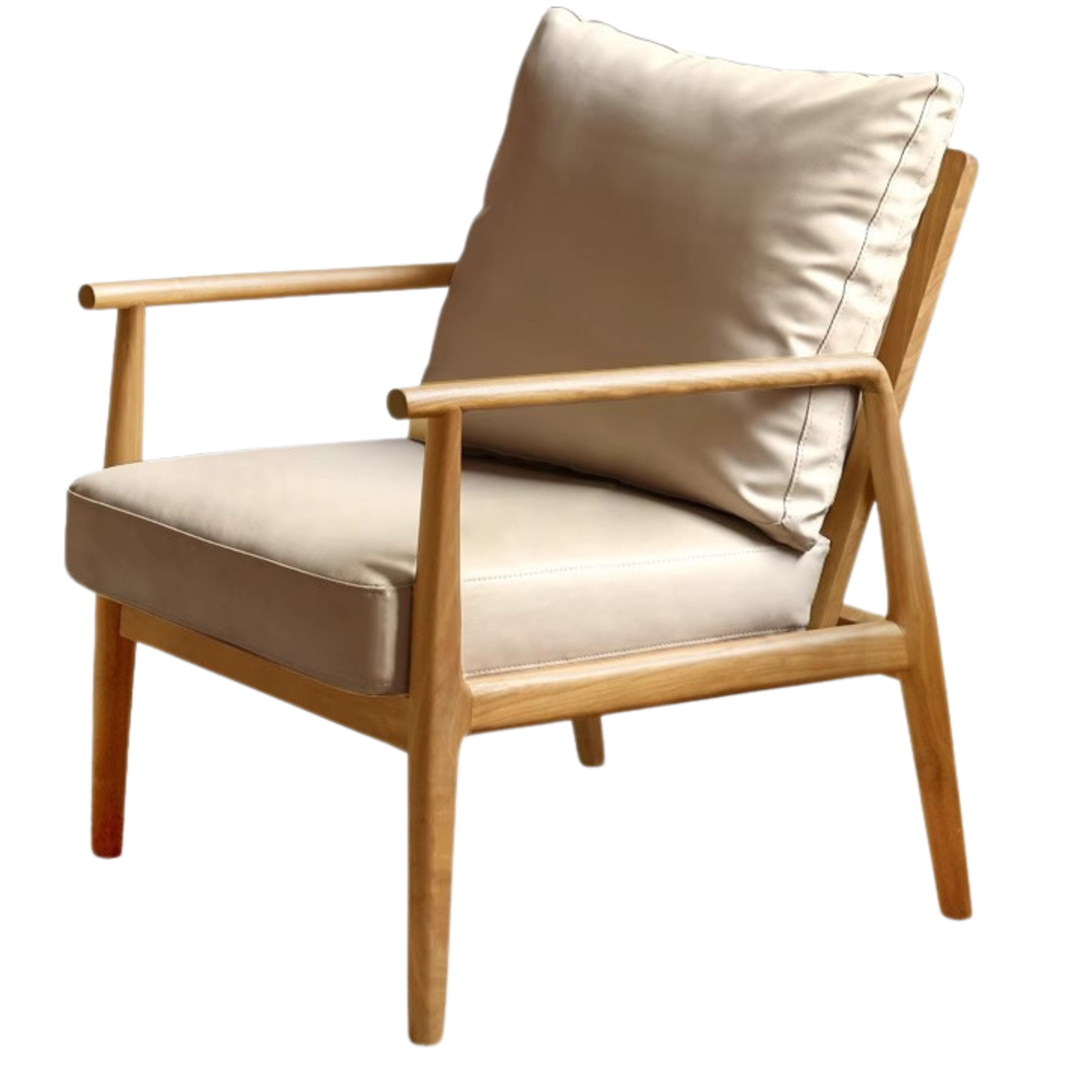 25.6x29.9x35.4 inch / 65x76x90сm / Leather Khaki color Oak wood color / Oak sofa chair