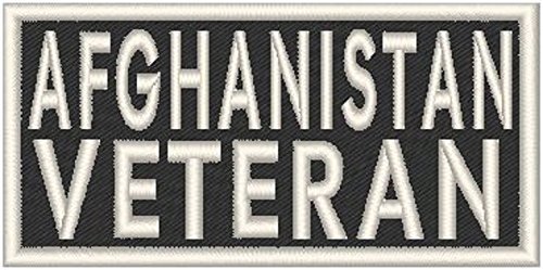 Afghanistan Veteran Iron-on Patch with White Merrow Border - Military Biker Emblem for Jackets, Vests & Backpacks | Durable Embroidered Badge for Motorcycle Clubs & Military Apparel