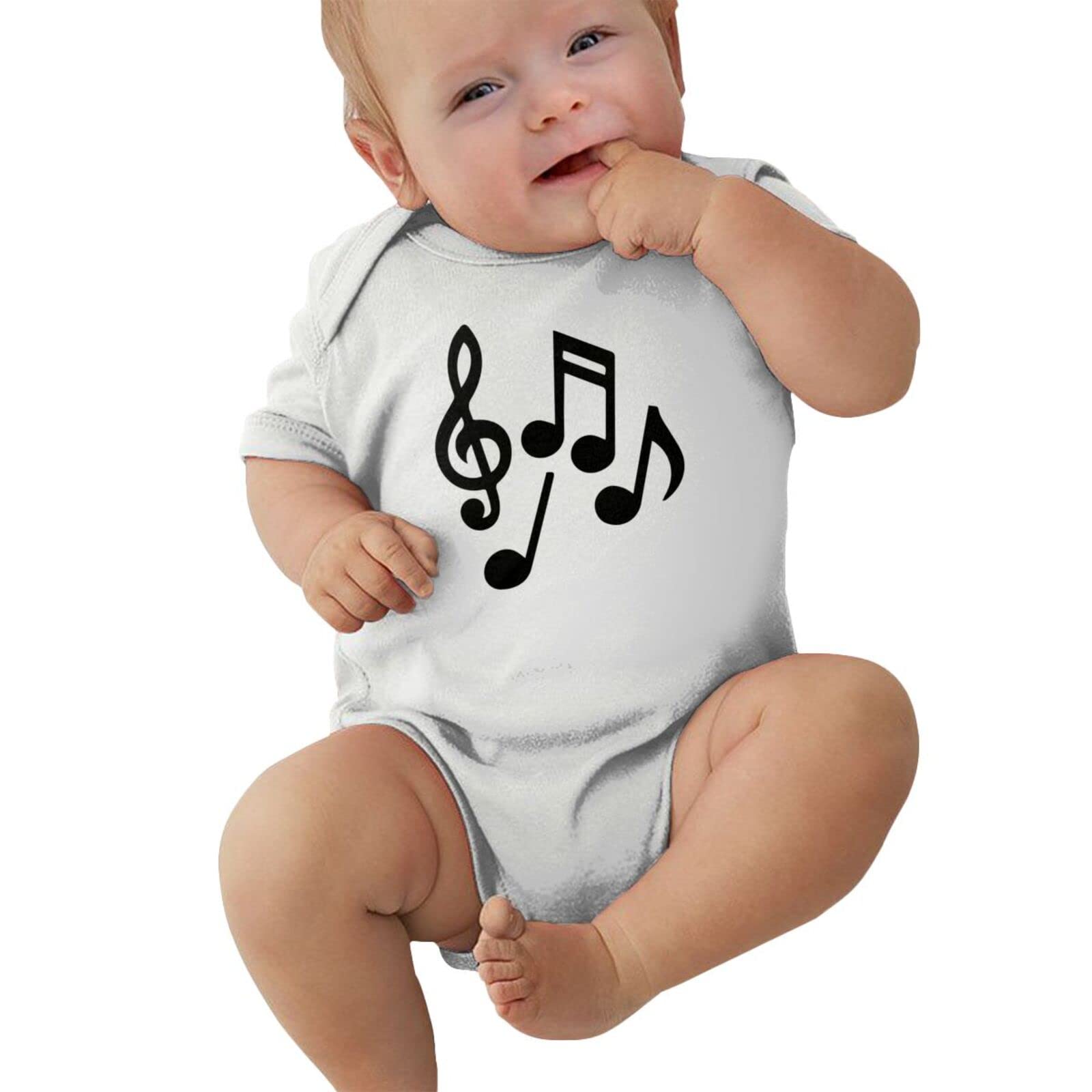 Musical Notes Silhouette Baby Bodysuit - Short Sleeve Onesie for Newborn Boys & Girls - Perfect for Music Lovers, Photo Shoots & Everyday Wear