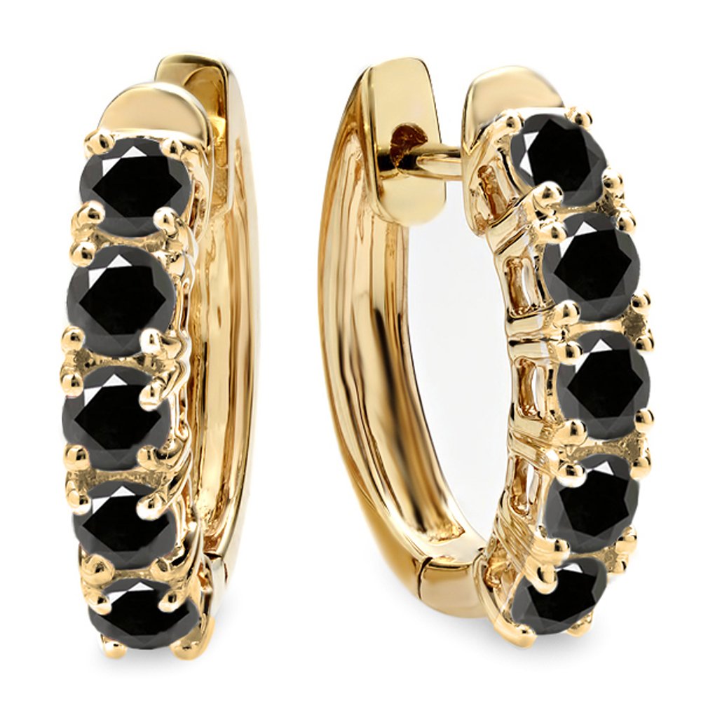 1.00 Carat (ctw) 10K Yellow Gold Ladies Huggie Hoop Earrings - Dazzlingrock Collection | Elegant Everyday Jewelry for Women, Perfect Gift for Birthday, Anniversary & Special Occasions