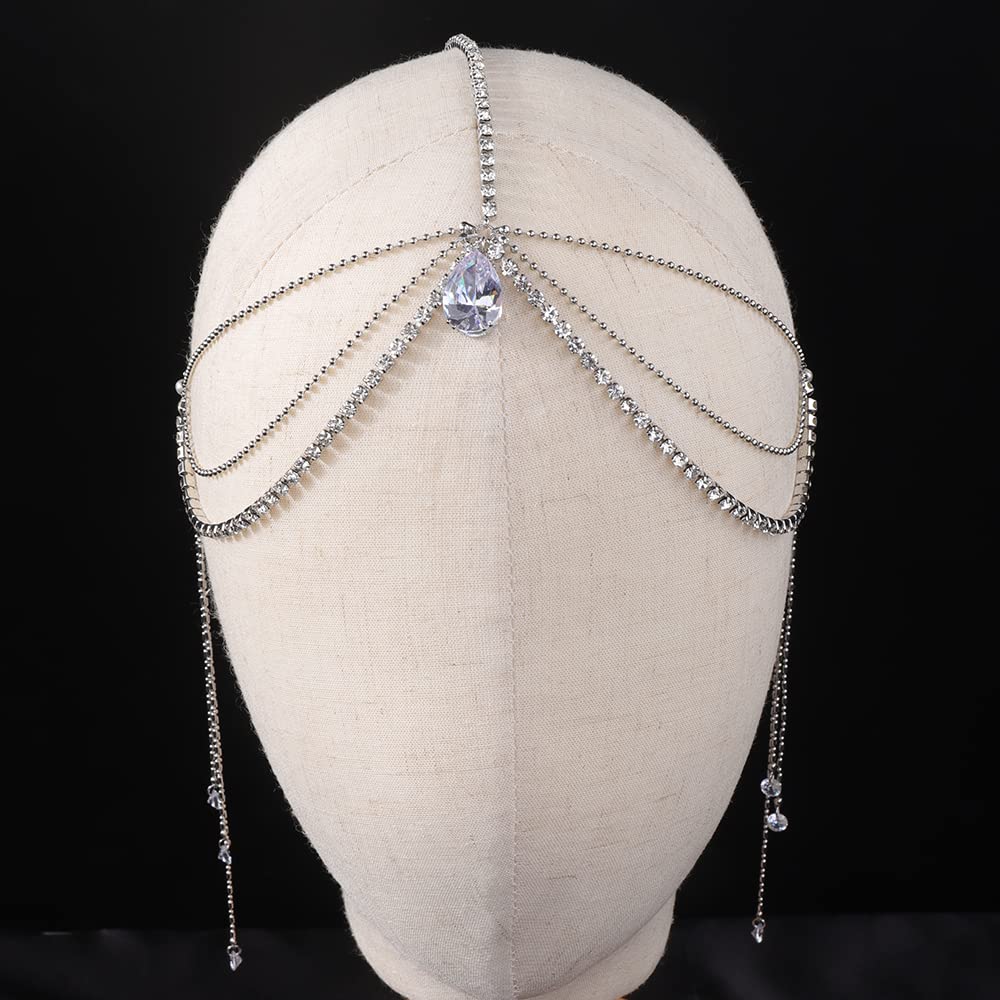 Wiwpar Rhinestone Head Chain Hair Accessory - Multi-Layer Dangle Drop Forehead Headband for Women & Girls | Perfect for Weddings, Parties & Festival Outfits