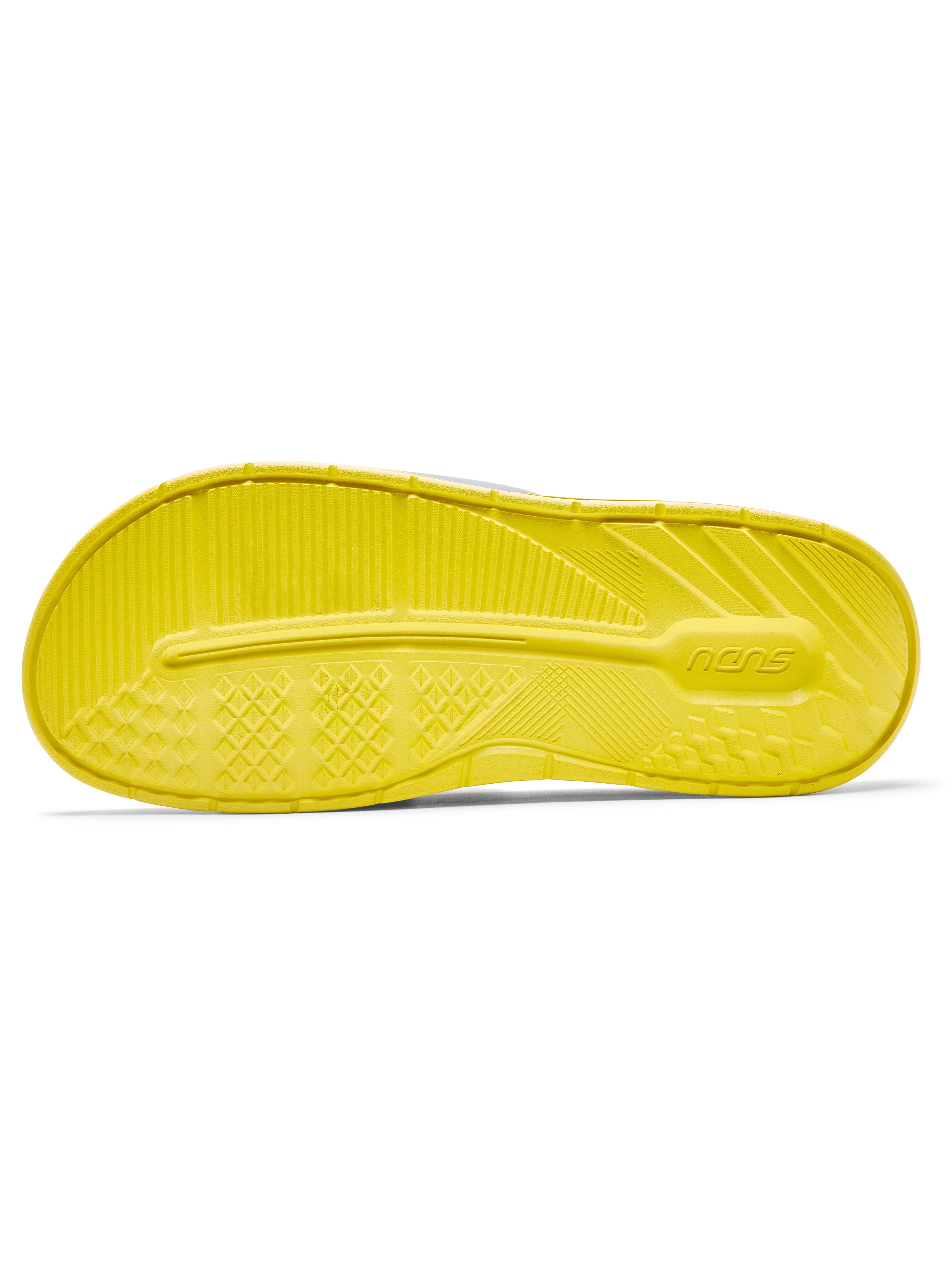 SVS 01 Recovery Slides for Men & Women - Grey/Yellow Comfortable Post-Workout Shoes - Perfect for Gym, Running, and Everyday Wear