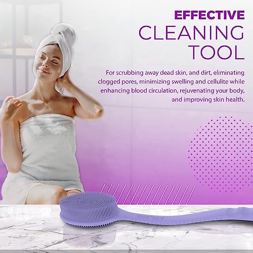 **Avilana 19-Inch Silicone Back Scrubber with Handle – Exfoliating Shower Brush for Men & Women – Long Loofah for Deep Cleansing – Perfect for Hard-to-Reach Areas & Spa-Like Experience**