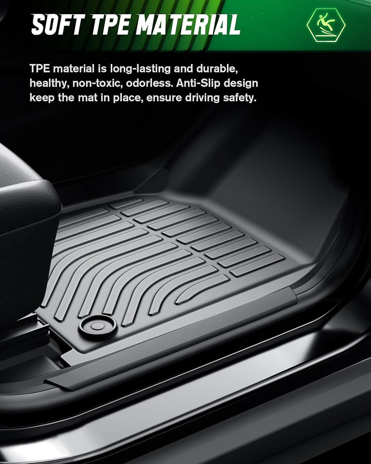 VIWIK All-Weather TPE Rubber Floor Mats for Toyota Tacoma 2005-2011 - Non-Slip Odorless Front & Rear Car Mats - Perfect for Off-Roading, Daily Commute, and All-Season Protection
