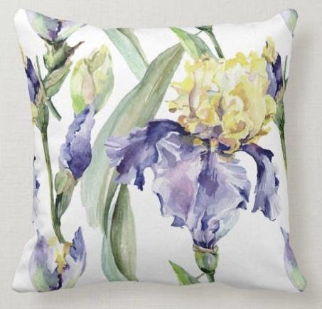 Premium Iris Pillow Cover - Soft Decorative Cushion Case for Living Room, Bedroom & Sofa - Floral Home Decor Accent