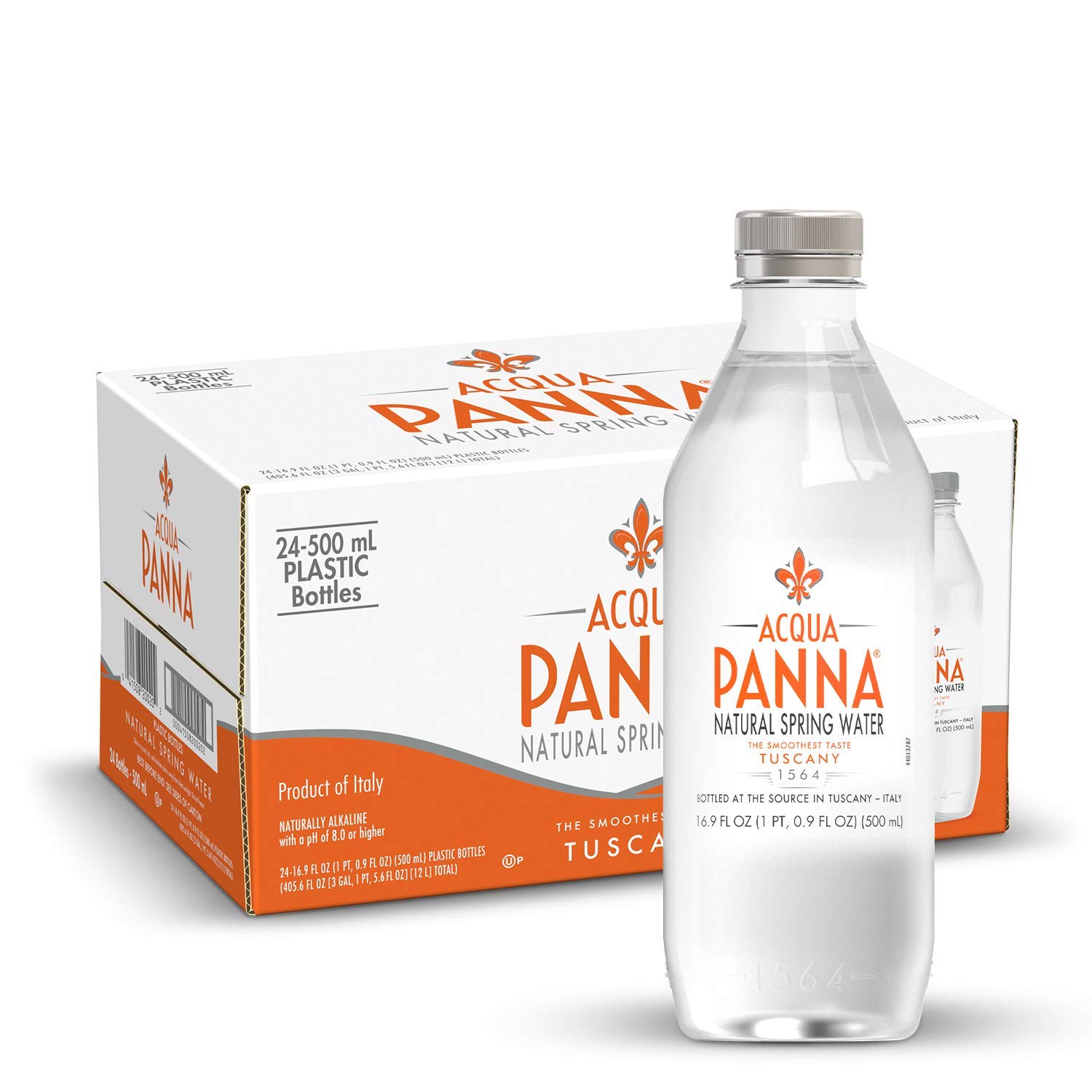 Acqua Panna Natural Spring Water - 16.9 Fl Oz (500ml) Plastic Bottles, Pack of 48 | Premium Italian Mineral Water for Home, Office, Restaurants & Events