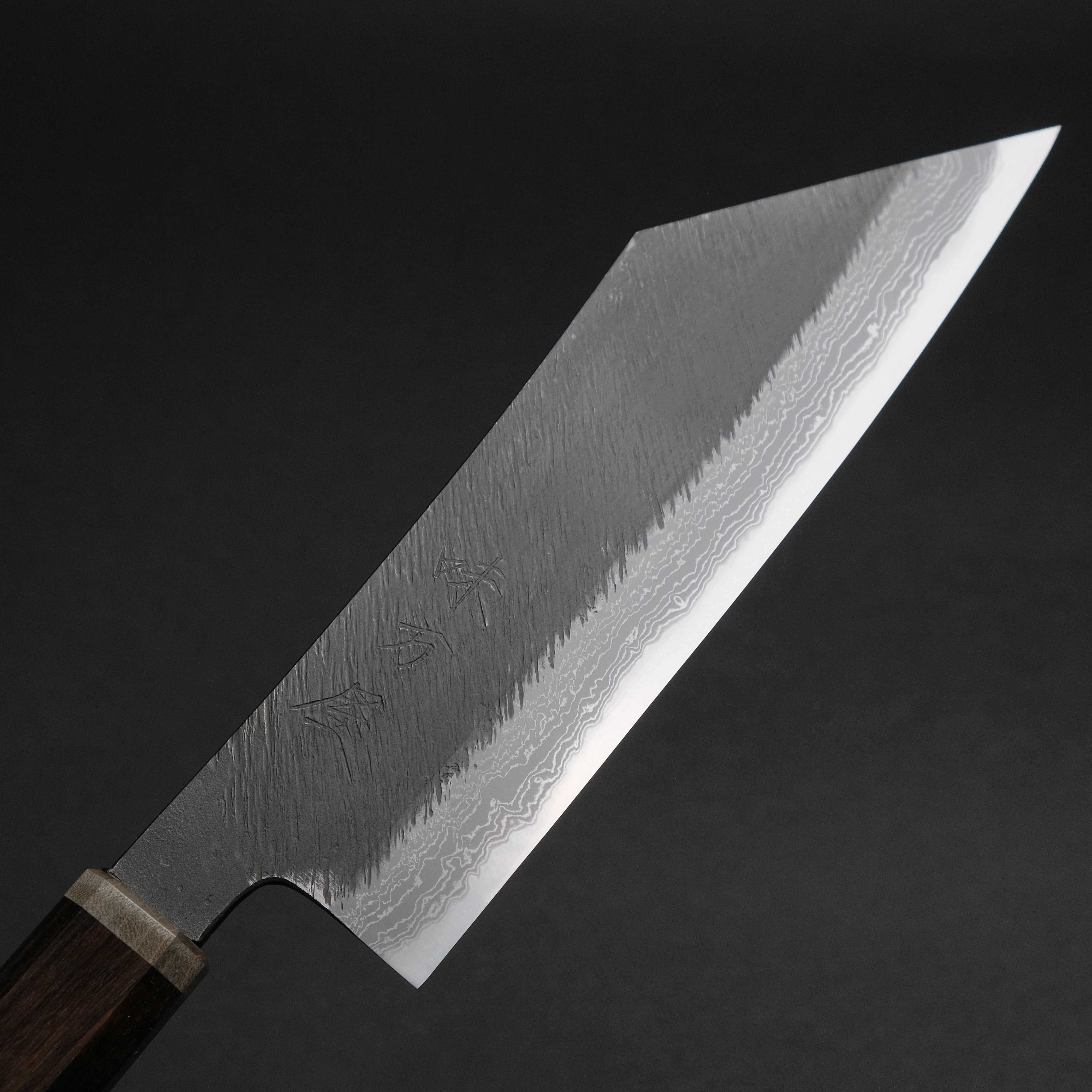 Premium Ajikataya White #2 Matsuba Damascus Hakata 180mm Chef Knife - Ebony & Stabilized Wood Handle (#23) - Perfect for Sushi, Meat Cutting & Professional Kitchen Use
