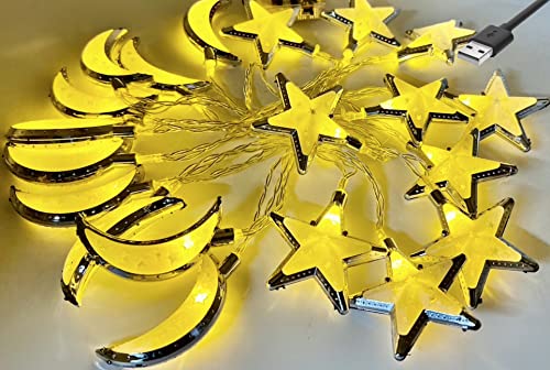 20pc Moon & Star (Silver) Warm White