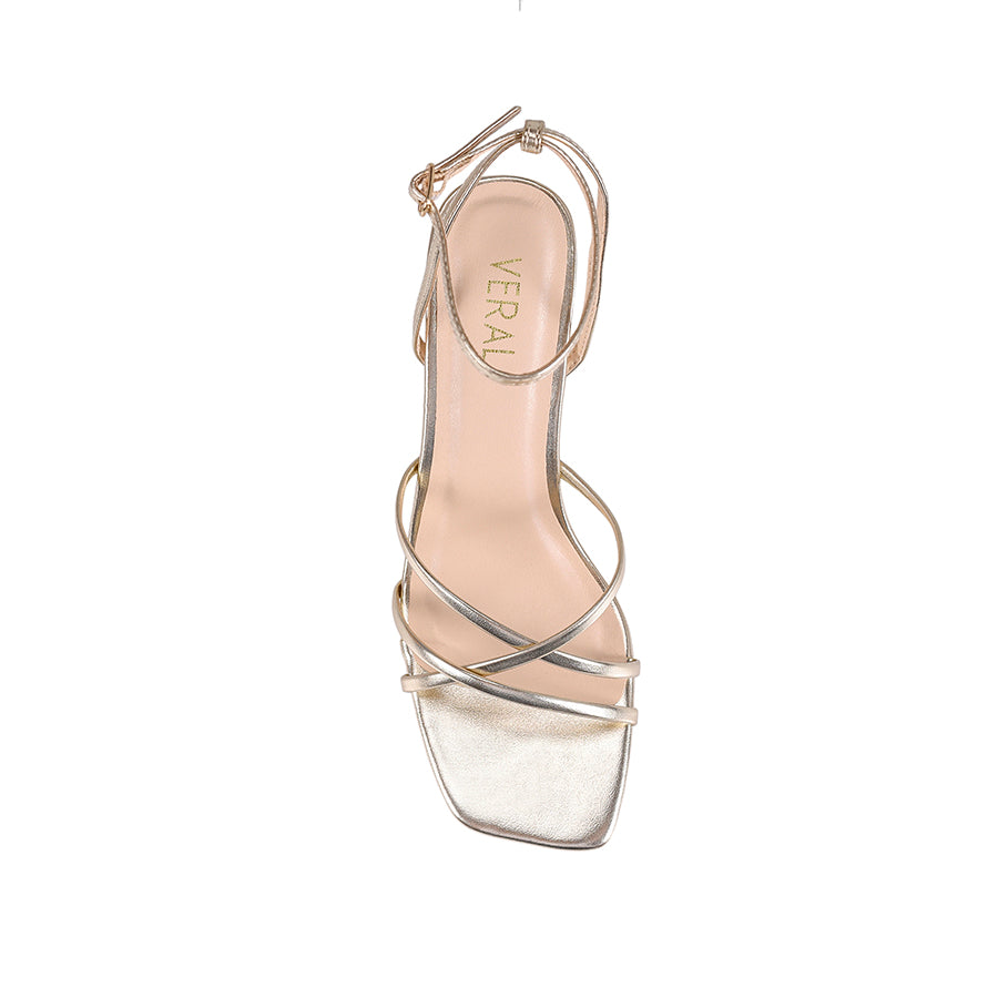 Nakita Women's Block Heel Sandals - Comfortable Metallic Champagne Open Toe Shoes for Wedding, Party & Summer Outfits