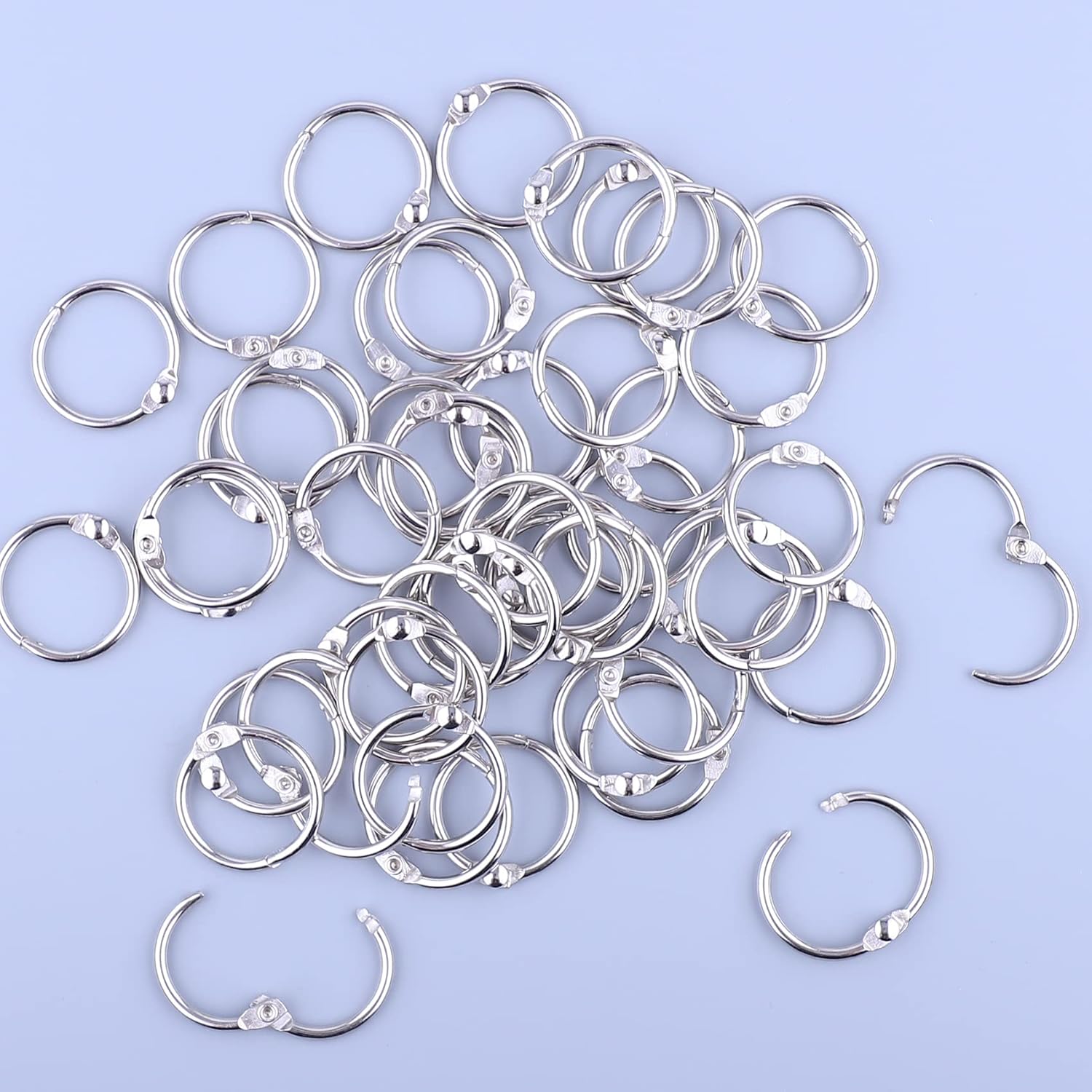 1 Inch Loose Leaf Binder Rings (50 Pack) - Nickel Plated Steel Book Rings for Office, School & Home - Durable Metal Keychain Rings, Index Card Holders - Perfect for Organizing Documents, Keys & Flashcards