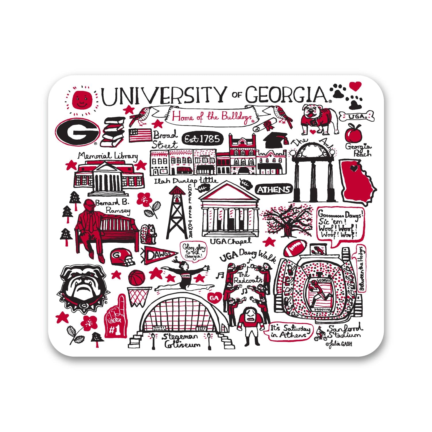 Georgia Bulldogs Mouse Pad - Non-Slip Fabric Gaming & Office Desk Mat with Team Logo - Perfect for UGA Fans, Computer Work & Gaming Setups