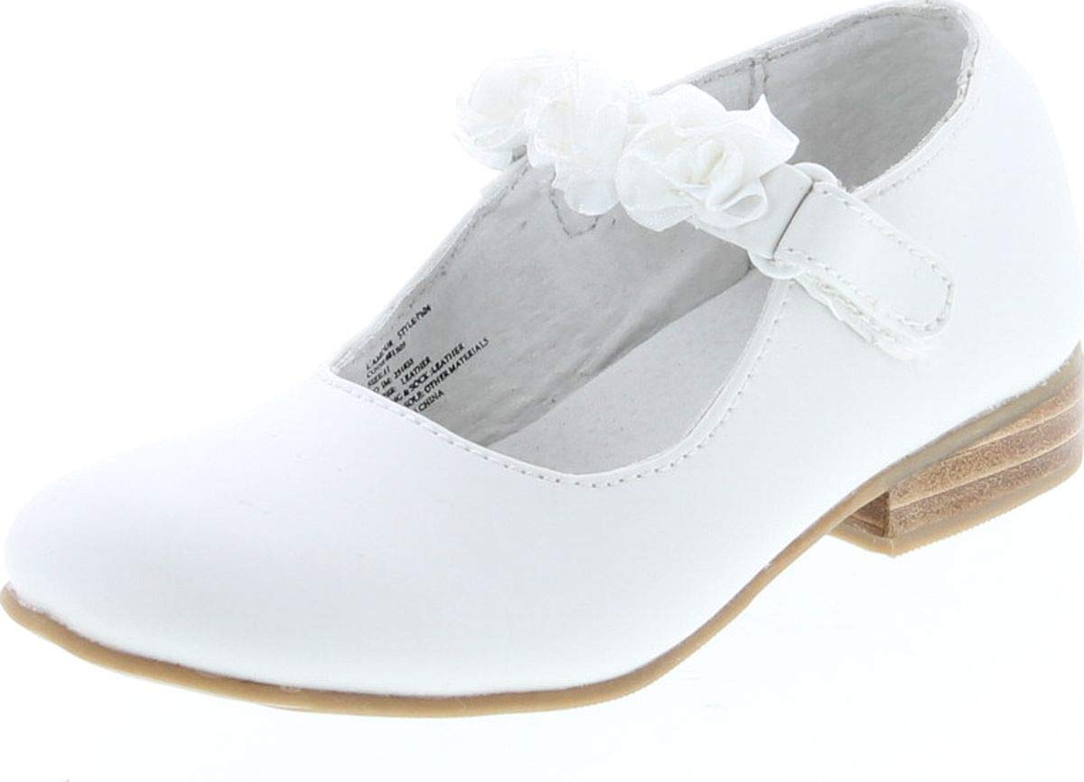 IM Link Girls Mary Jane Flats with Flower Accent for Toddler Dress Shoes - Perfect for Parties & School