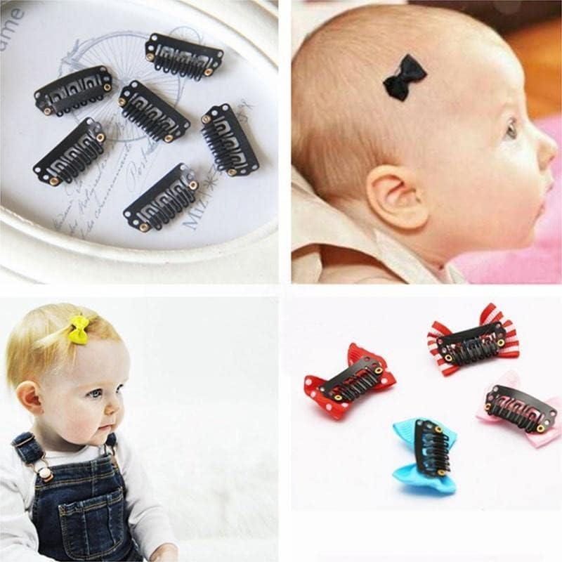 Nyamah Women's Metal Hair Extension Snap Clips - 12pcs Black Wig Clips with Silicone Rubber Wefts for Secure Hair Attachment & Bonding | Perfect for Weaves, Wigs, and Hair Extensions | Great for Daily Styling, Cosplay & Salon Use