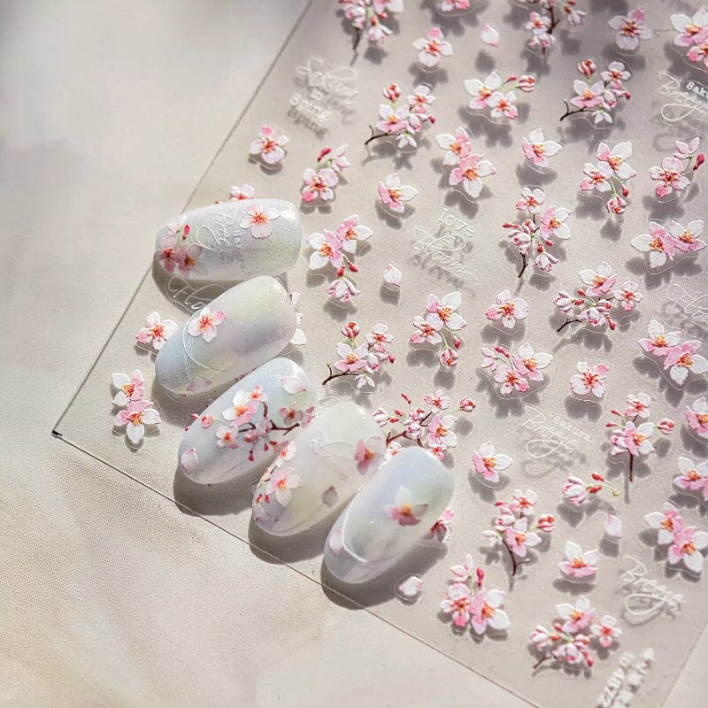 Spring Flowers Blooming Sakura Nail Stickers - Cherry Blossom Nail Art Decals for DIY Manicure | Perfect for Spring Parties, Weddings & Nail Salon Designs