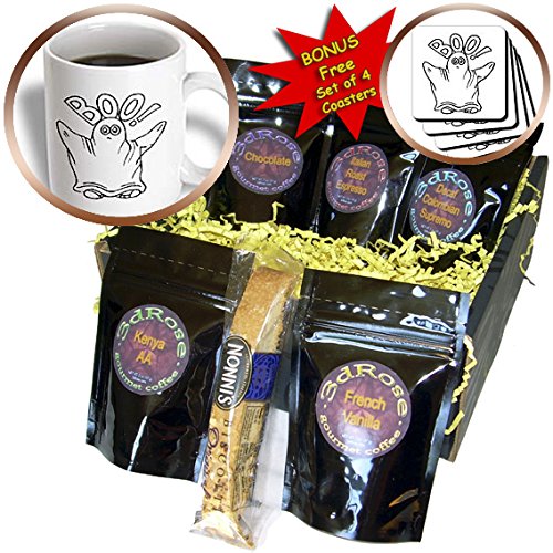 3D Halloween Ghost Coffee Gift Basket Set - Spooky Themed Coffee Lover Gift for Halloween Parties & Decorations