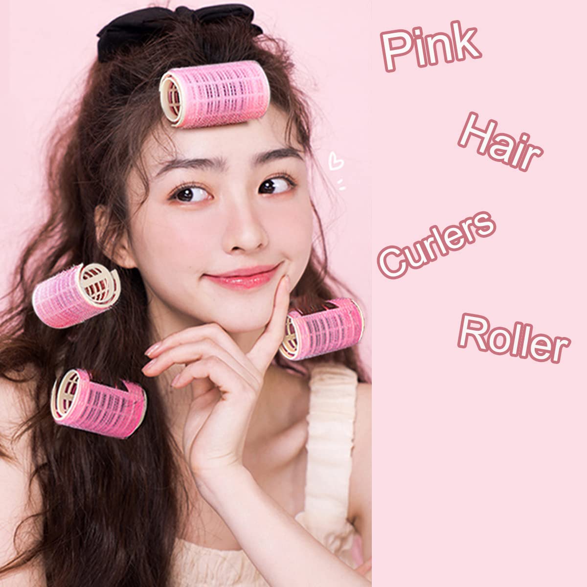 Jumbo Hair Curlers Rollers with Clips - 8PCS Volumizing Hair Rollers Set for Long, Medium, Short, Thick & Thin Hair (3 Sizes, Pink) | Salon-Quality Curls at Home, Perfect for Daily Styling & Special Occasions