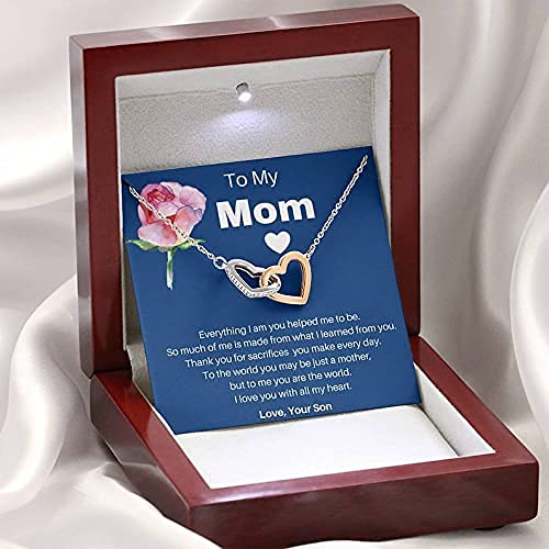 Interlocking Hearts Necklace with Message Card - Unique Mother's Day Gift for Mom, Birthday Present, Christmas Jewelry for Women | Perfect for Special Occasions & Heartfelt Moments