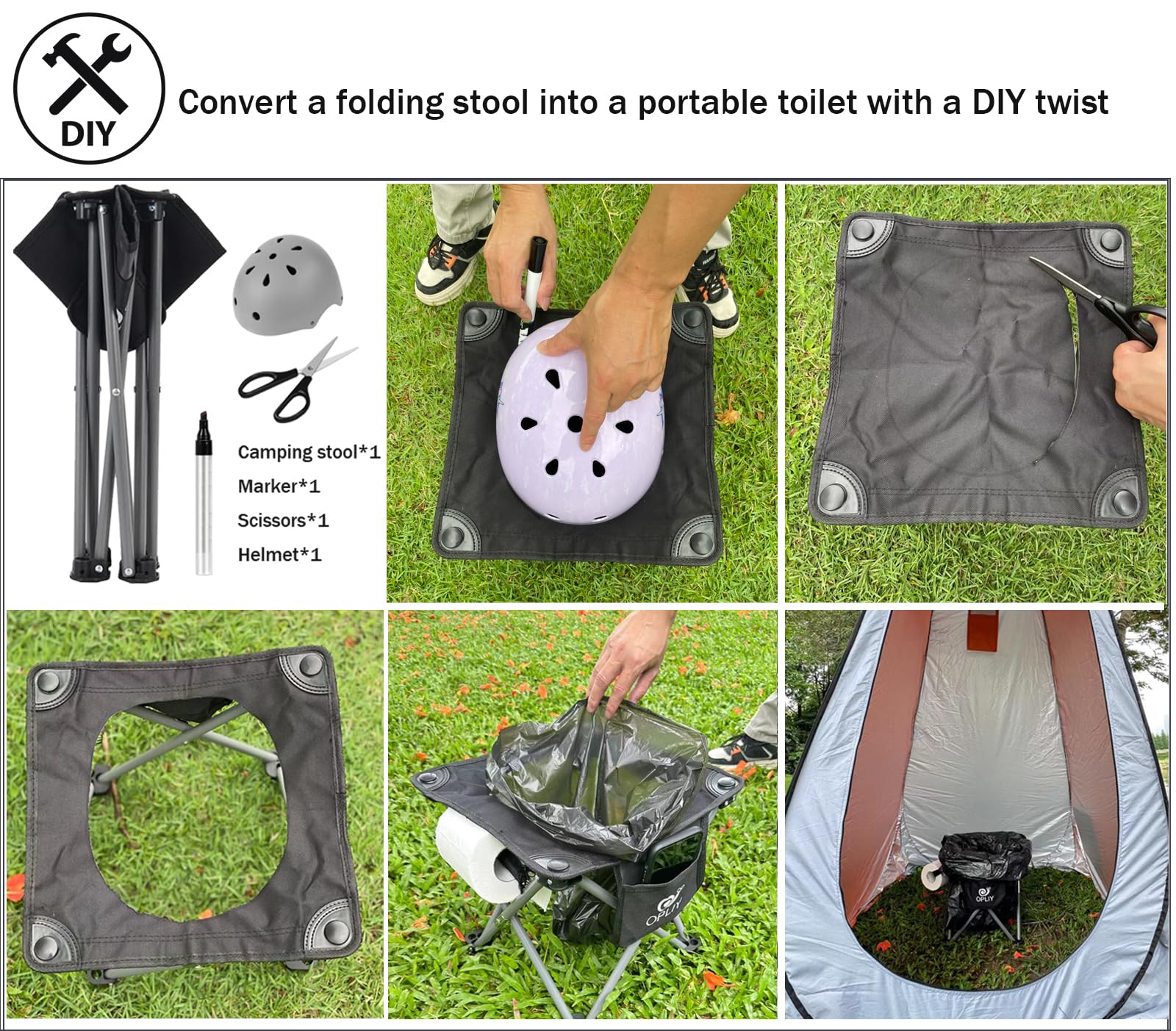 Opliy Folding Camping Stool - 13.5 Inch Portable Lightweight Chair for Outdoor Adventures, Camping, Fishing, Hiking, Gardening & Beach - Compact Travel Seat with Carry Bag - Perfect for Picnics, Backpacking & Tailgating