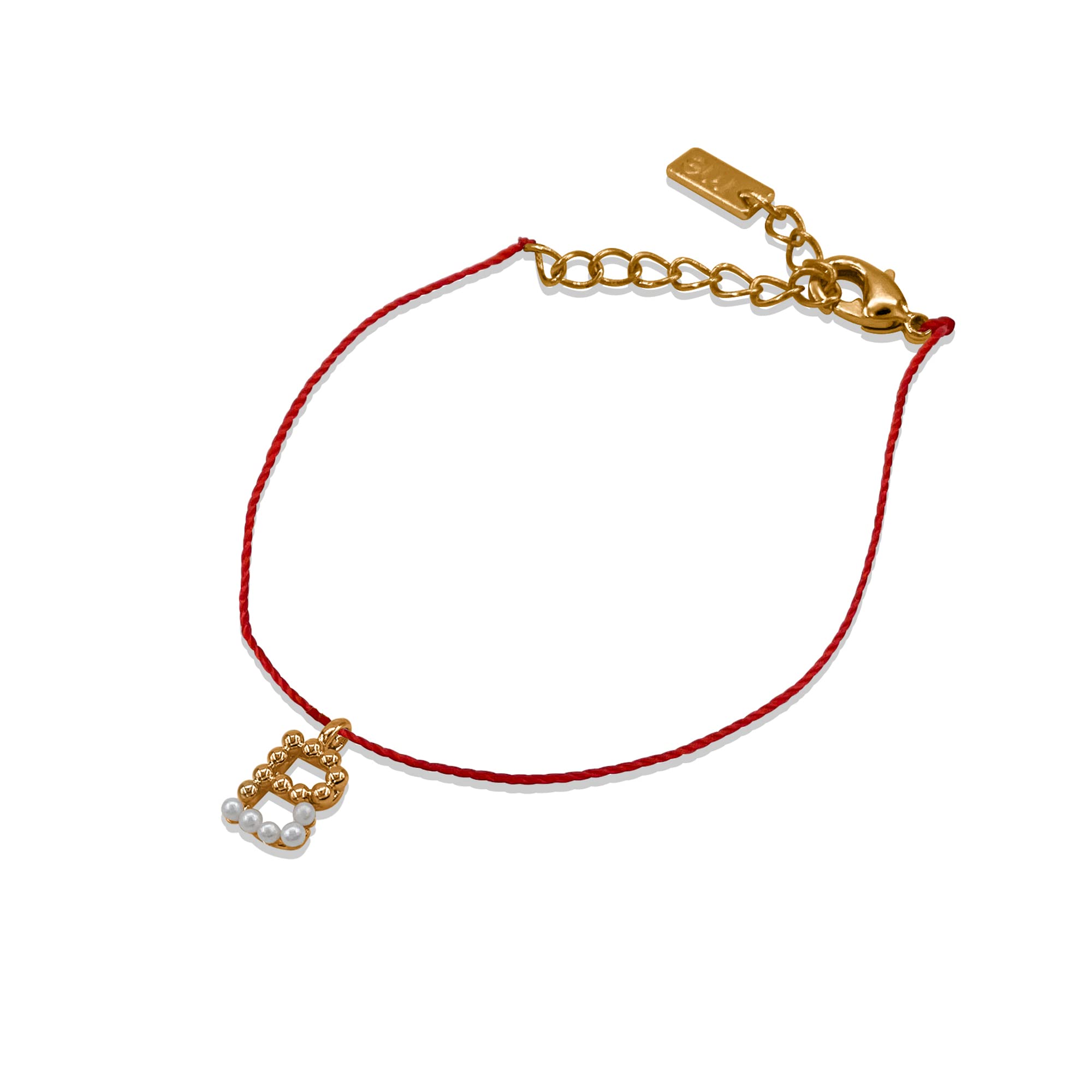 Dainty Pearl Initial Charm Red Cord Bracelet - Personalized Name Letter Jewelry for Women & Girls | Perfect for Gifts, Birthdays, Anniversaries & Everyday Wear