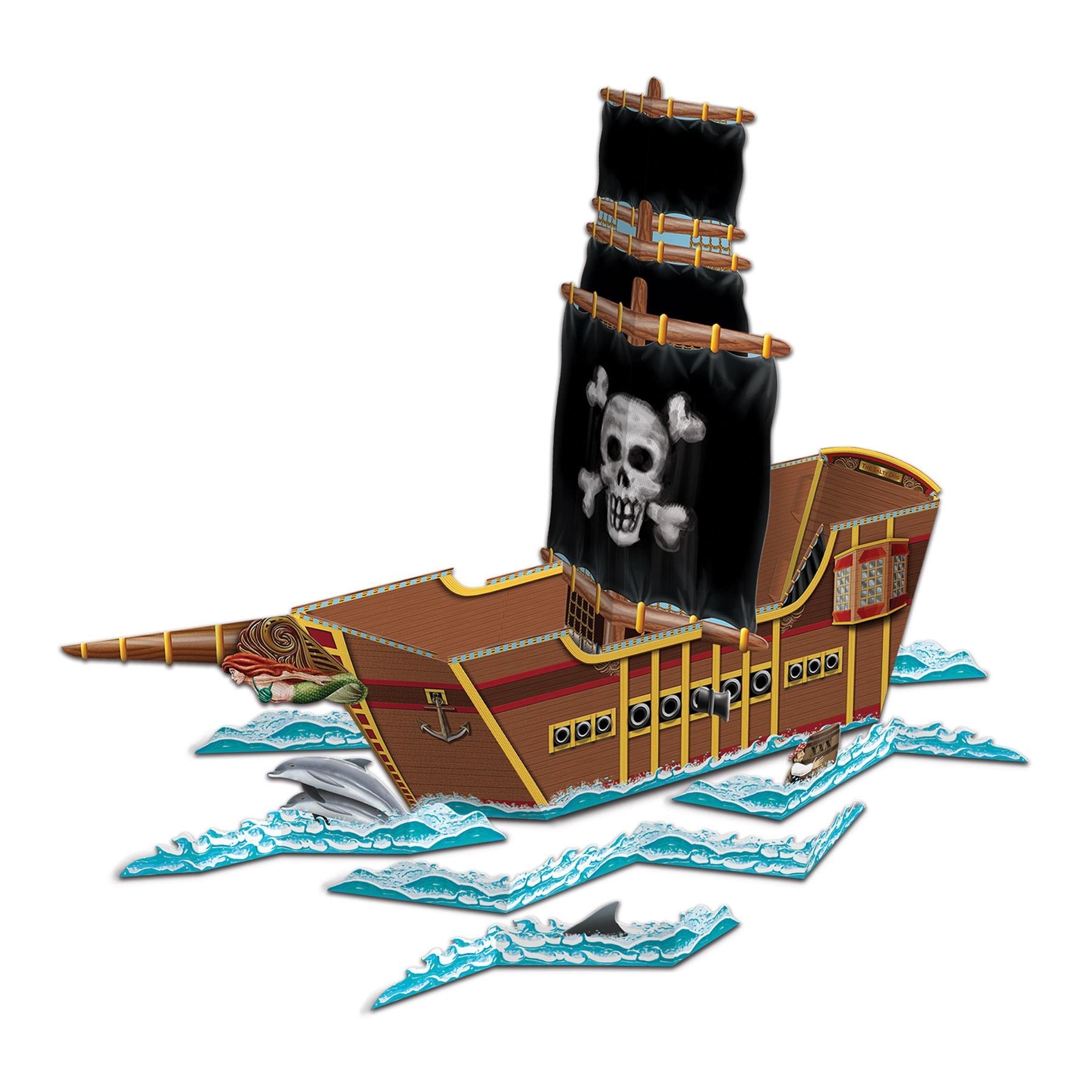 12 Pack Beistle 3D Pirate Ship Party Decorations - Pirate Theme Party Centerpieces for Birthday, Halloween & Nautical Events - Perfect for Table Decor, Photo Backdrops & Party Supplies