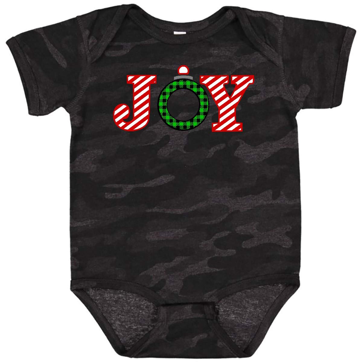 Inktastic Joy Christmas Ornament with Candy Cane Stripes Baby Bodysuit - Festive Holiday Outfit for Infants & Newborns - Perfect for Christmas Photos, Family Gatherings & Holiday Celebrations