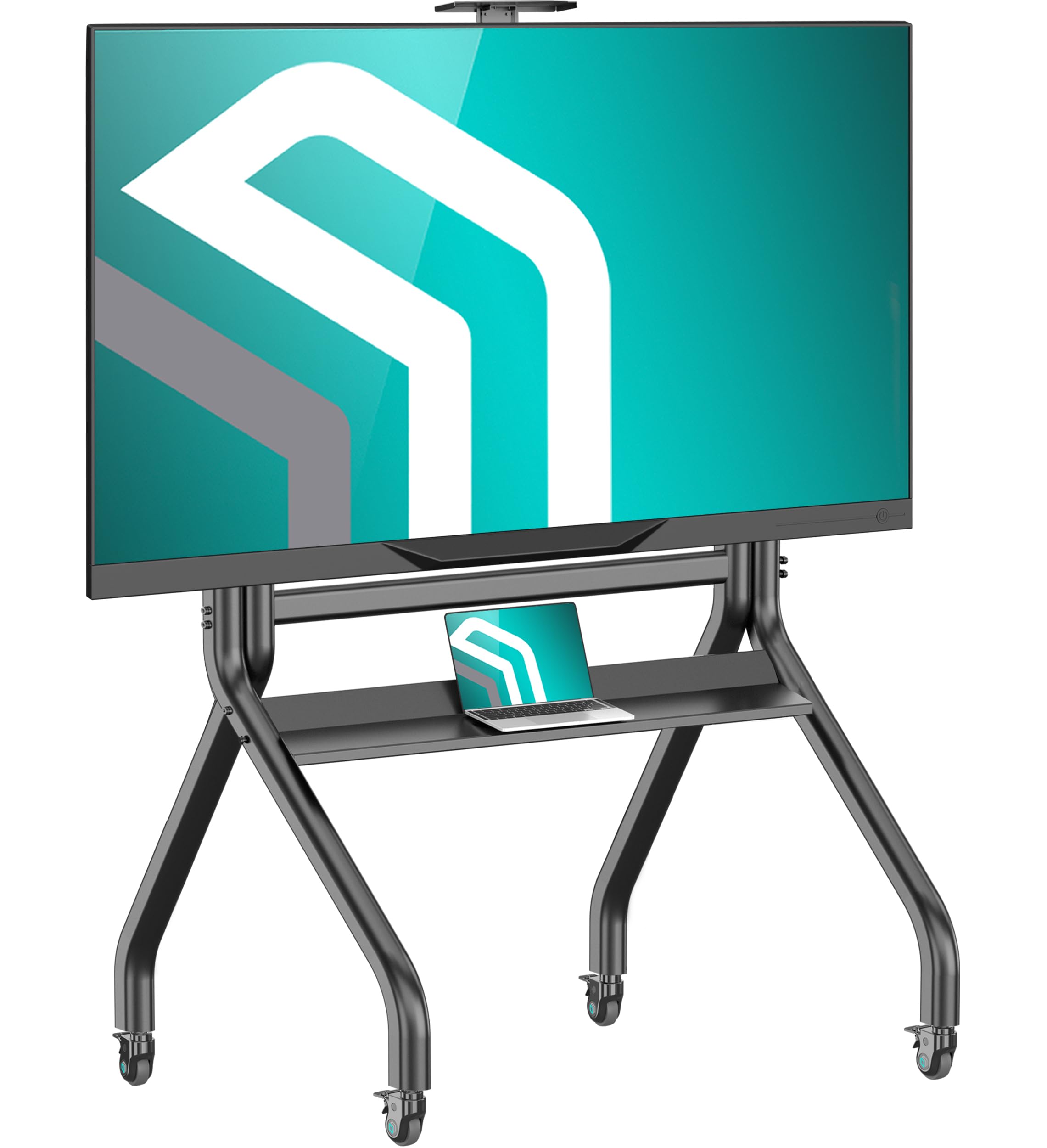ONKRON Heavy Duty Mobile TV Stand for 60-120 Inch TVs up to 331 lbs - Adjustable Height Rolling TV Cart with Wheels, Max VESA 1000x600, Portable TV Stand for Living Room, Bedroom, Classroom, and Office Use - Tall Black