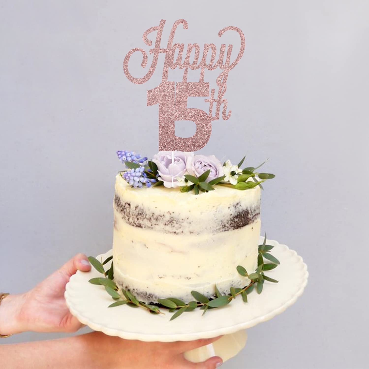 Happy 15th Birthday Cake Topper - Cheers to Fifteen Years Party Decorations for Teens | Cake Centerpiece Sign for Sweet 16, Quinceañera & Milestone Celebrations