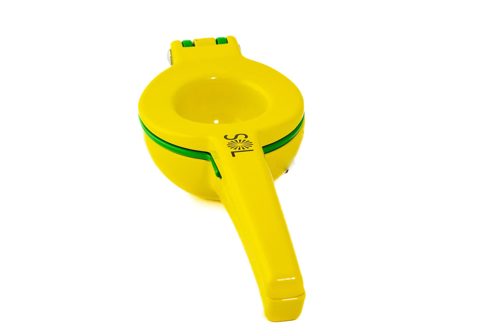 SOL 2-in-1 Metal Lemon Lime Squeezer - Manual Citrus Juicer for Max Juice Extraction - Moisture Resistant & Non-Slip Handle - Yellow & Green - Perfect for Cocktails, Lemonade & Cooking