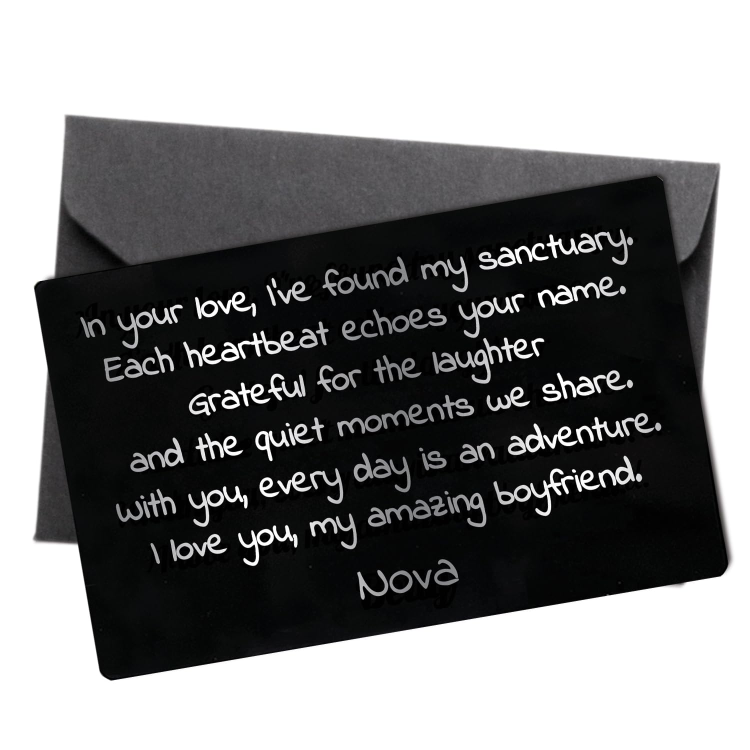 **Personalized Engraved Wallet Card - Custom I Love You Gift for Men & Women - Anniversary, Valentine's, Birthday Present for Husband/Boyfriend - Romantic Keepsake for Everyday Carry & Special Occasions**