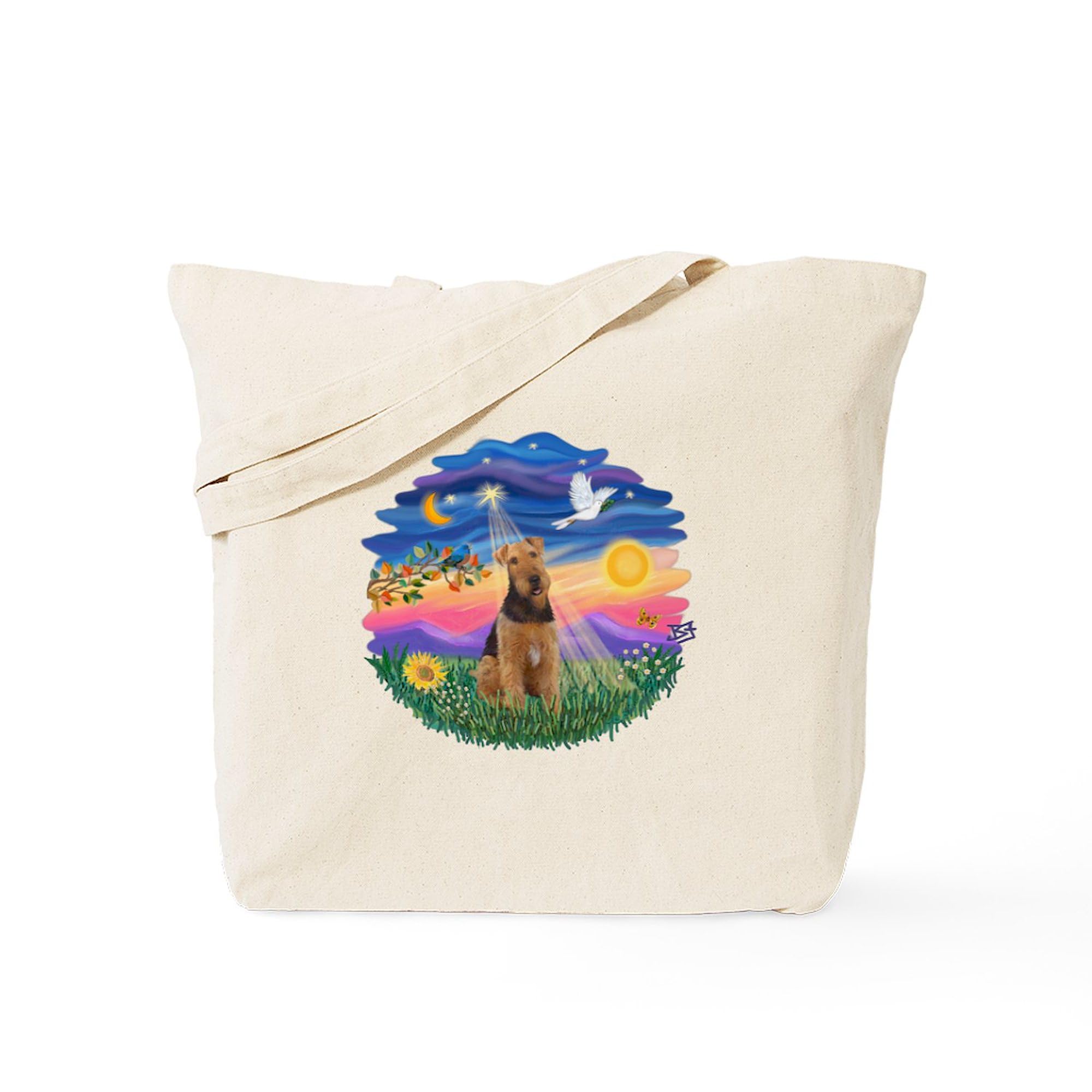 Twilight Airedale #1 Natural Canvas Tote Bag - Eco-Friendly Reusable Shopping Bag for Groceries, Beach & Daily Use