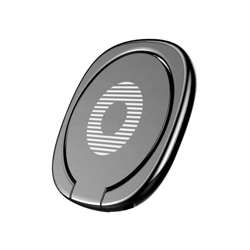 360° Rotating Magnetic Phone Holder for Car - Ultra Thin Metal Ring Phone Stand Compatible with Galaxy, iPhone, Huawei - Perfect for Driving, Office & Home Use (Black)