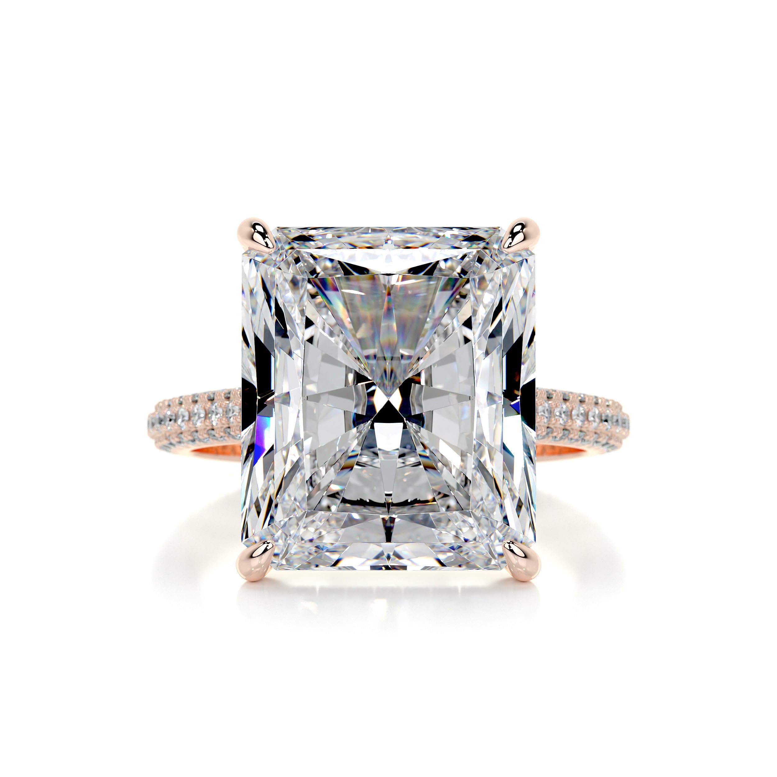8-11 Ct Radiant Cut Moissanite Engagement Ring in 10k/14k/18k Gold & 925 Sterling Silver - Vintage Style Wedding Ring for Women (7ct Center Stone + 1ct Side Stones, Rose Gold) | Perfect for Proposals, Anniversaries & Christmas Gifts