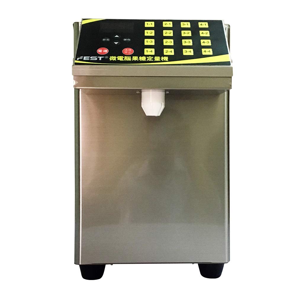 Automatic Sugar Dispenser Machine for Bubble Tea Shop - 16 Grid Syrup Dispenser with 9L Capacity (Stainless Steel) | Perfect for Bubble Tea, Coffee, Dessert & Beverage Businesses