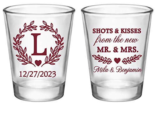 Personalized Wedding Shot Glasses Bulk - Custom Mr & Mrs Couple Favors for Bridal Showers, Bachelorette Parties & Reception Gifts