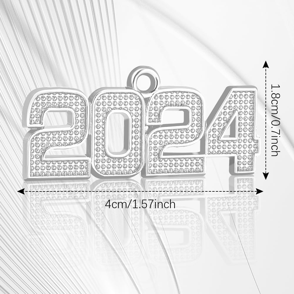 2024 Graduation Charms - Silver 2024 Tassel Charm Pendant for Jewelry Making - Perfect Class of 2024 Graduation Gifts & Keepsakes - Use for Bracelets, Necklaces & DIY Jewelry Projects