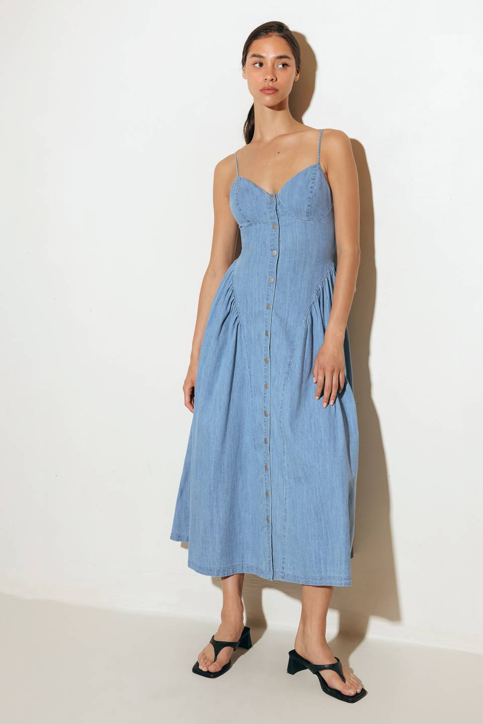 Bluebell Breeze Lightweight Denim Midi Dress for Women | Casual Summer Outfit | Perfect for Beach, Brunch & Date Nights