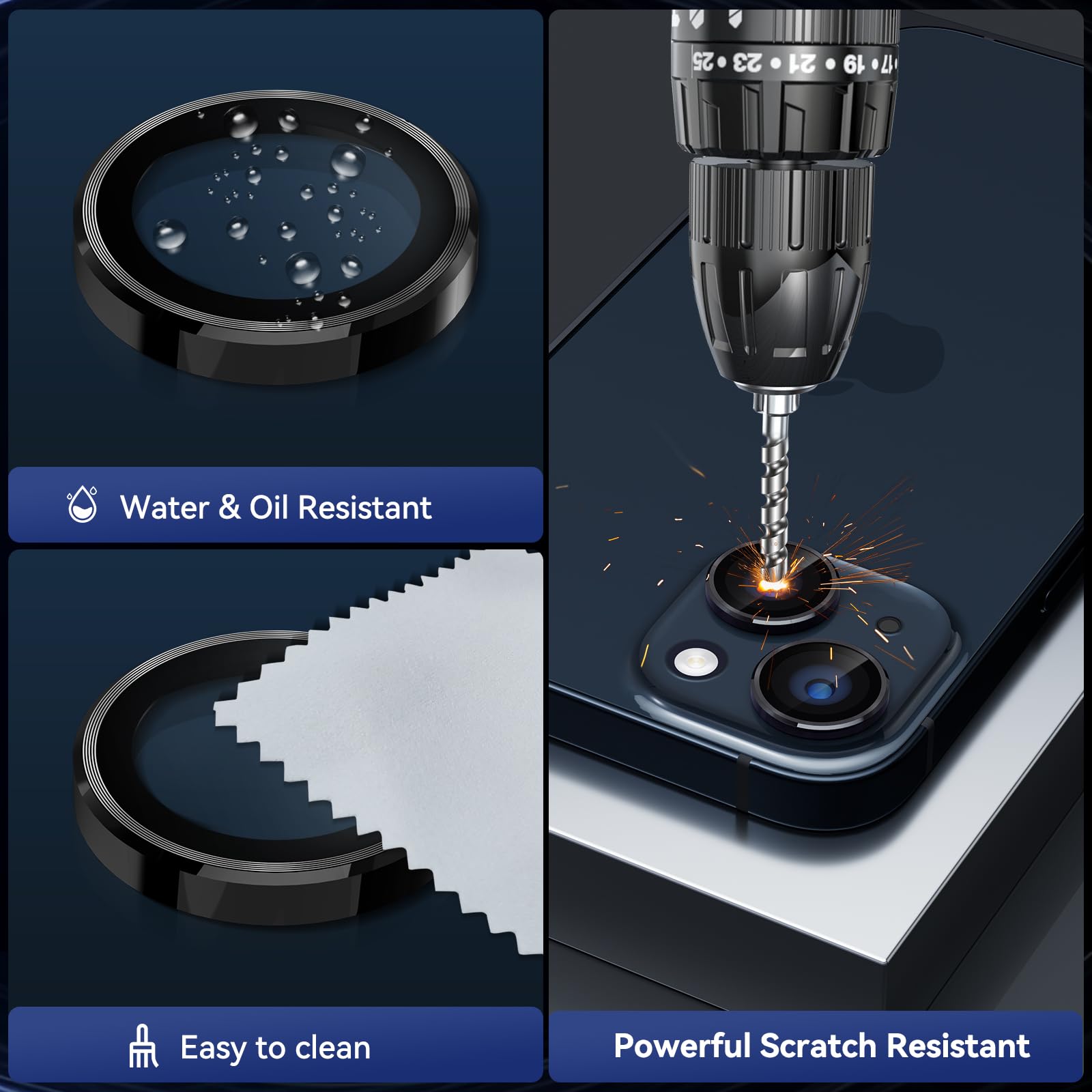 CloudValley iPhone 15 Plus/iPhone 15 Camera Lens Protector - Ultra HD Tempered Glass Cover with Metal Ring | Case Friendly | Scratch & Impact Protection | Perfect for Outdoor Photography & Travel
