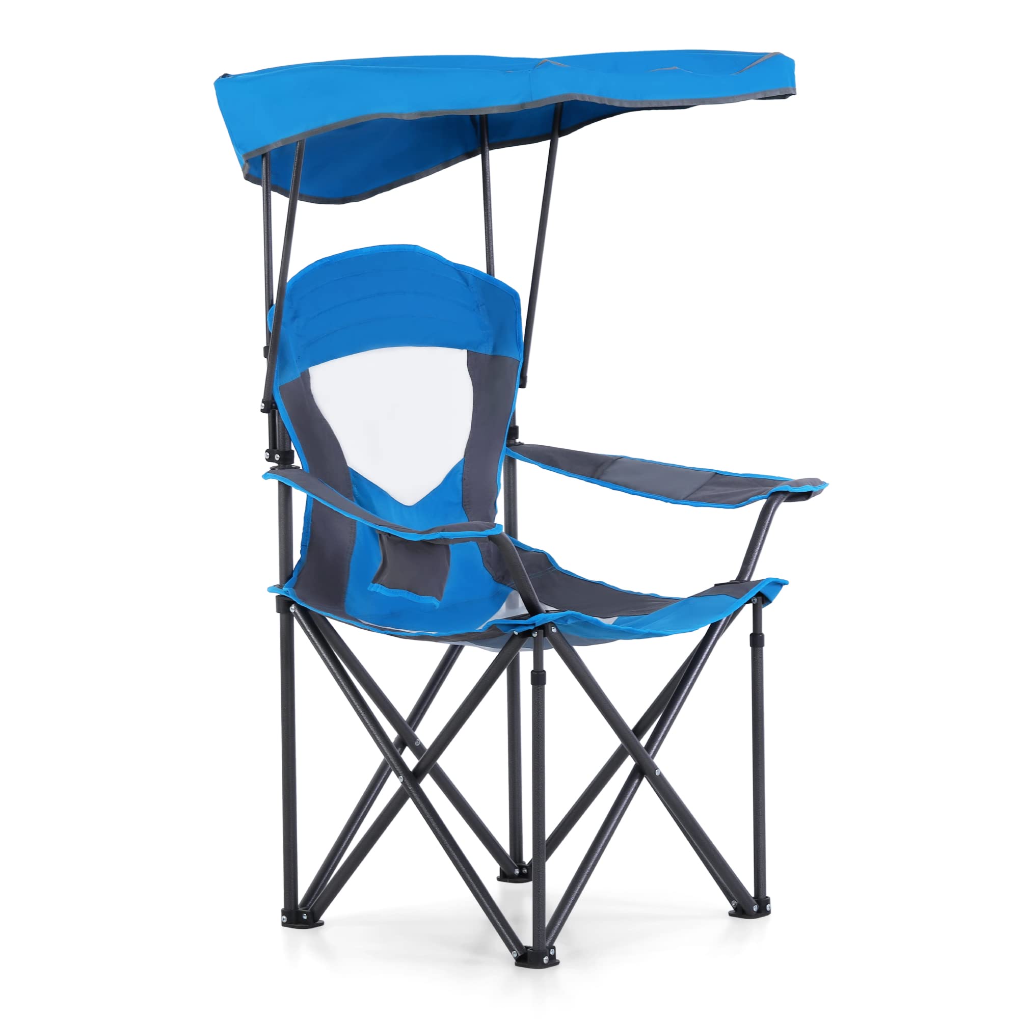 ALPHA CAMP Heavy Duty Folding Camping Chair with Shade Canopy - 300 LBS Capacity, Cup Holder & Carry Bag Included - Perfect for Outdoor Camping, Hiking, Beach Trips & Backyard BBQs - Royal Blue