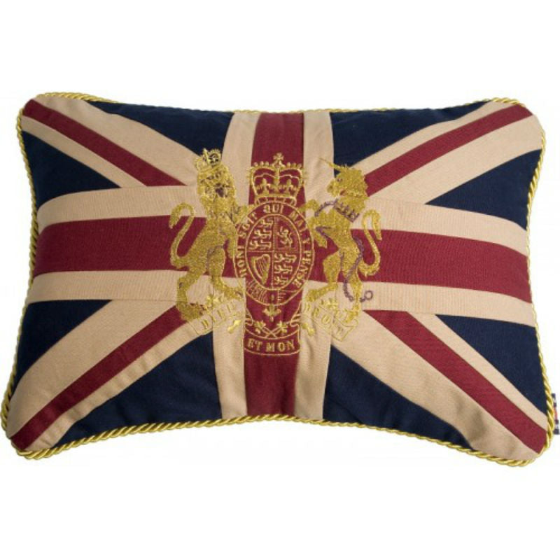 British Union Jack & Royal Crest Decorative Pillow - Luxury Couch Cushion for Sofa, Bed, Living Room - Perfect for Home Decor, Royal Theme Parties & Cozy Comfort
