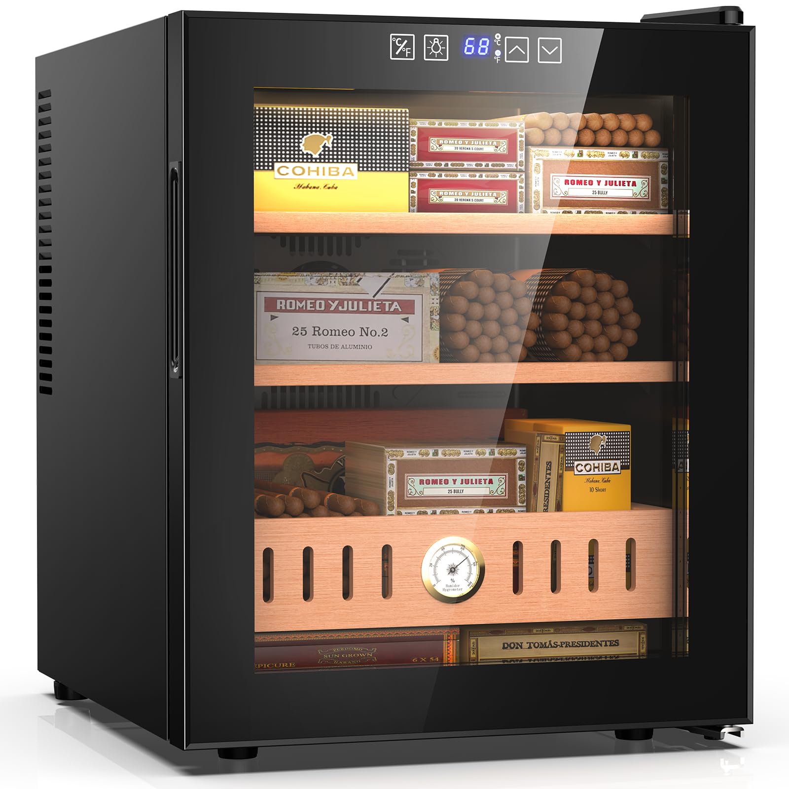 50L Electric Humidity Control Cabinet - 300 Count Cooling Fridge with Temperature & Humidity Control, Adjustable Shelves & Digital Hygrometer | Perfect for Storing Cigars, Wine, Cheese, and Medications
