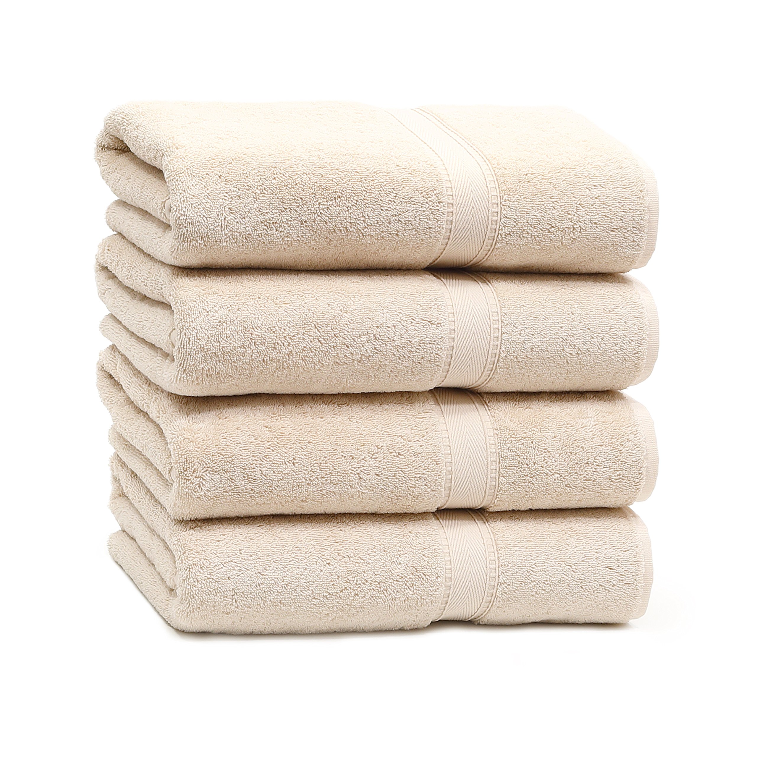 Premium 100% Turkish Cotton Bath Towels Set of 4 - Ultra Soft & Absorbent Linum Home Textiles Sinemis Terry Towels in Beige - Perfect for Spa, Bathroom & Luxury Hotel Use